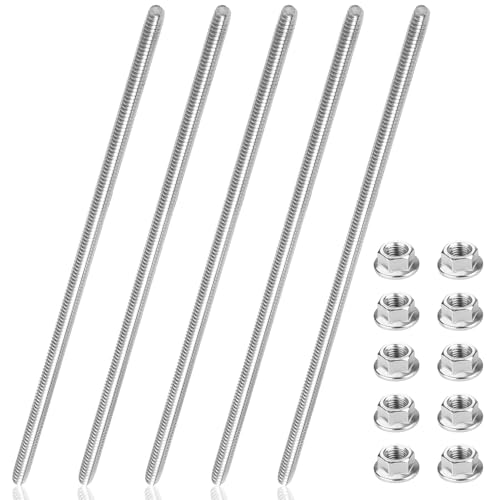 Gewindestangen M8 X 30cm Gewindestange Edelstahl 5er Volle Gewindestab mit 10 Flanschmuttern für Die Maschinen und Möbelherstellung (M8*30CM)