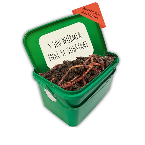 500 Kompostwürmer kaufen in 5L Kompoststarter Substrat - Eisenia Würmer produzieren Wurmhumus
