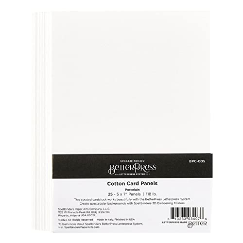 Spellbinders BPC-005 BetterPress Cotton Card Panels A7 Porcelain, WHITE, ONE