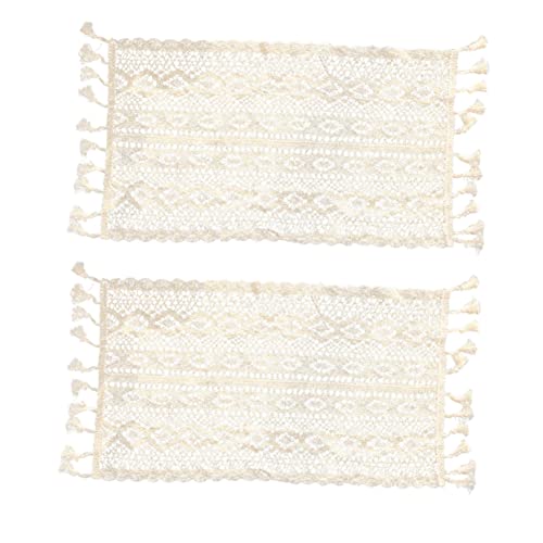 LABRIMP 2st Tischdecken Für Hochzeiten Tischset Aus Makramee Boho-tischdekoration Esstisch Dekor Untersetzer Für Den Esstisch Tischdekorationen Für Hochzeiten Tischsets Weiß Ghee-Spitze