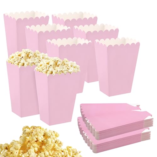 Popcorn-Boxen, 48 Stück Klein Rosa Popcorn Boxen Popcorn Container, Popcorn Tüten Candy Container, Wird um Snacks, Popcorn und Süßigkeiten in Theatern Kinos und Karneval zu Süßigkeite