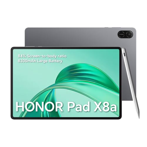 HONOR Pad X8a Tablet 4 GB 128 GB, erweiterbar auf 1 TB, 11 Zoll 90 Hz Display, 8300 mAh Akku, Snapdragon 680, Android 14, WiFi Tablet, Grau