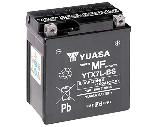 Yuasa YTX7L 12V 100 CCA wartungsfreie AGM VRLA Motorradbatterie schwarz