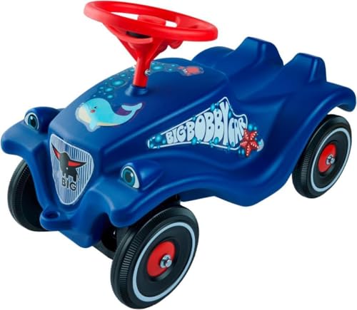 BIG-Bobby-Car Classic Ocean - Kinderfahrzeug mit Aufklebern in Ozean Design, für Jungen und Mädchen, belastbar bis zu 50 kg, Rutschfahrzeug für Kinder ab 1 Jahr, blau