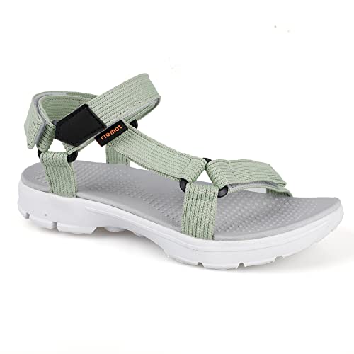 riemot Damen Sommer Outdoor Sandalen Bequeme Athletic Frauen Schuhe Trekkingsandalen Outdoorsandalen, Grün, 38 EU