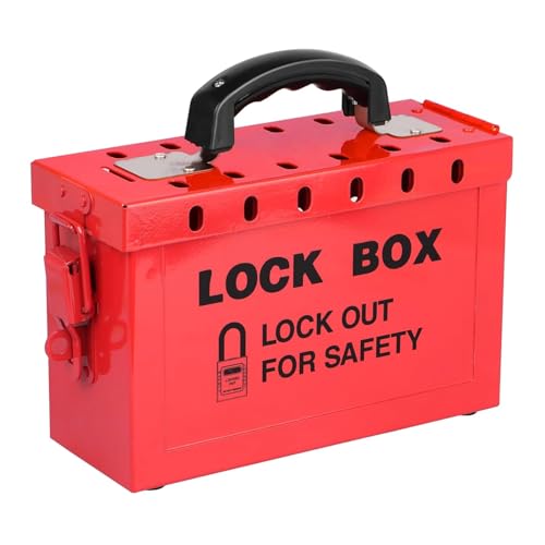 Lockout Tagout Box, Tragbare Gruppenschloss-Box mit 12 Steckplätzen, Robuste Gruppen Lockout Tagout Station für Gruppen Lockout Haspen, Lockout Tags, Sicherungsautomaten