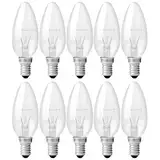 NCC-Licht 10 Stück Kerzenlampe C35 klar E14 40W warmweiß dimmbar 230V