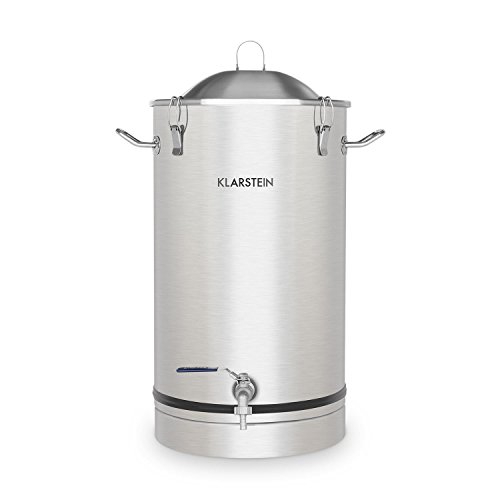 Klarstein Maischfest Gärkessel - Fermentierkessel, Bierbraugerät, Gärbehälter, 30 L, Ablasshahn, Edelstahl, silber