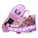 Heelystong Junge Mädchen Schuhe Kinderschuhe mit Rollen LED Leuchtend Doppelrad schuheltraleicht Outdoor Schuhe 7 Farbe Farbwechsel Rädern Gymnastik Blinkend Sneaker