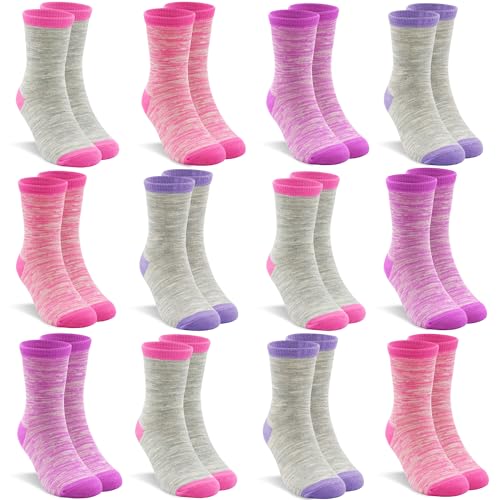 ZERULETS Kinder Jungen Mädchen Socken Baumwolle Sneaker Socken Kinder Crew Schulsocken Jungen Gestreifte Sportscoken 12 Paare 20-23 23-27 31-34 35-38 für 10-14 Jahre(5 Farbe