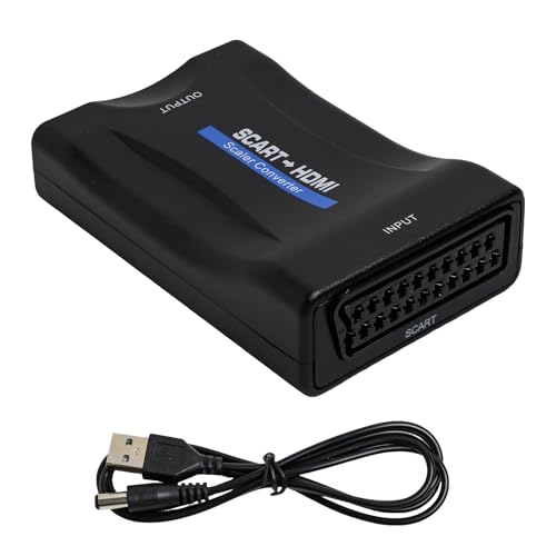 Kasoud Scartto HDMI Konverter, Scartto HDMI Kabel für DVD Player zu TV, ScartHDMI Konverter mit 80 cm Kabel, Scart zu HDMI Konverter für TV, Scart zu HDMI für HDTV Stb Vhs Sky Blu-Ray DVD Player
