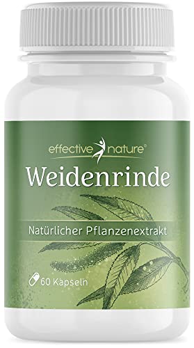 Weidenrinde-Kapseln - 60 Kapseln für 2 Monate - 200 mg Weidenrindenextrakt - Natürlicher Pflanzenextrakt - Mit 50 mg Salicin - 100% natürlich