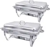 Jacgood Chafing Dish Profi Set Toulouse, Edelstahl Warmhaltebehälter, Speisewärmer, Rechaud, Chafing Dishes für Catering, Buffet und Party (2 Packung)