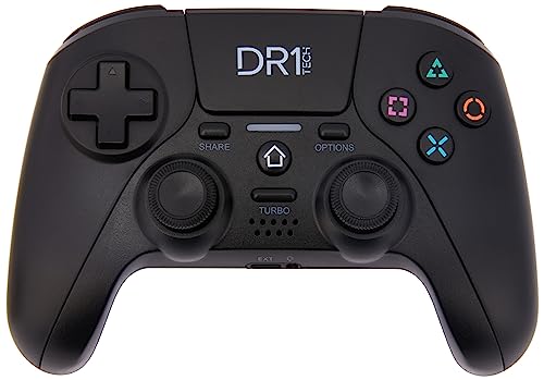 DR1TECH Shock Pad Controller Für PS4 / PS3 Kabelloser | Gaming Joystick DESIGN NEXT-GEN Kompatibel Mit PS5/PC/IOS | Touch Pad Und Doppelter Vibration (Schwarz) [Amazon Exclusive]