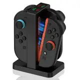 Ladestation für Nintendo Switch 2, [4 in 1] Neuestes Magnetisch Ladegerät für Switch 2 Controller, mit Typ-C Kabel und LED-Anzeige, Schnelles Ladestation Kompatibel mit Switch 2 JoyCons