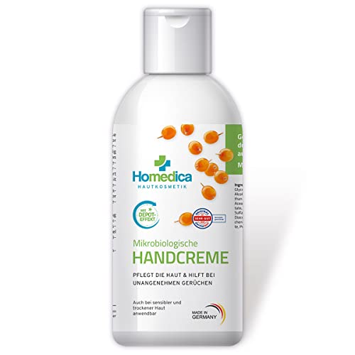 HOMEDICA Handcreme 150ml - Mikrobiologische Hand-Creme - befreit von unangenehmen Gerüchen - Geruchsneutralisierende Creme - dermatologisch getestet, Vegan & Made in Germany