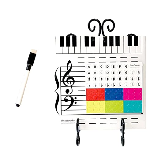 ERZU Music Staff Whiteboard, magnetische Musiknoten und Symbole, Whiteboard mit Notenlinien, Musikliebhaber, 9,84 x 9,84 Zoll