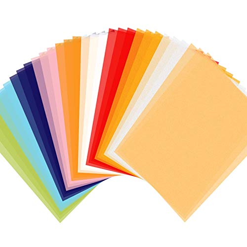 Transparentpapier Bunt, Shynek 50 Blätter Pergamentpapier 10 Farben 8.5 x 11 Pauspapier zum Bedrucken, DIY Basteln, Scrapbooking, Verpackung, Kartengestaltung.