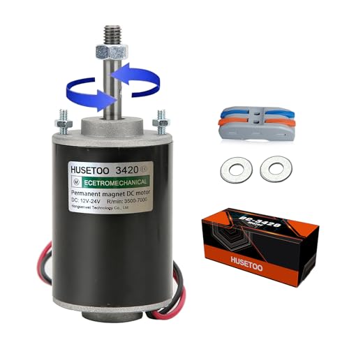 Hochdrehmoment-DC-Motor 12V/24V, DIY-Projekt Leiser Motor Permanentmagnetmotor mit Kabelanschluss für Elektromotoren und Generatoren, 30W CW/CCW 3500/7000RPM Motor (Antriebswellen mit Gewinde)