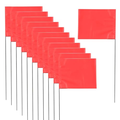 XIJIXI Markierung 30 Stück Flaggen Hofflaggen 38,1 x 6,3 x 8,9 cm Markierungsflaggen für Rasen Hof Flaggen Landschaft Flgs Vermessungsflaggen Sprinkler Flaggen Bewässerung Flaggen (Rot)