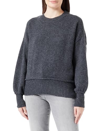 ONLY Damen ONLHAZEL LS O-Neck BF KNT Strickpullover, Dark Grey Melange, Medium