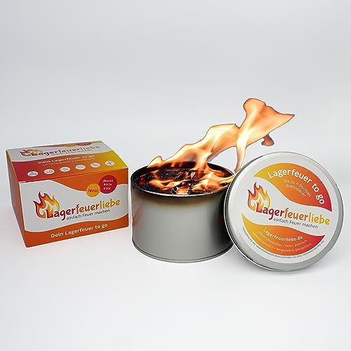 Lagerfeuerliebe® Lagerfeuer to go | bis zu 4 Std. Brenndauer | wiederverwendbar, leicht & sicher | Ø 11 cm | klein & praktisch | Mini-Lagerfeuer | Tischfeuer | Feuerschale |