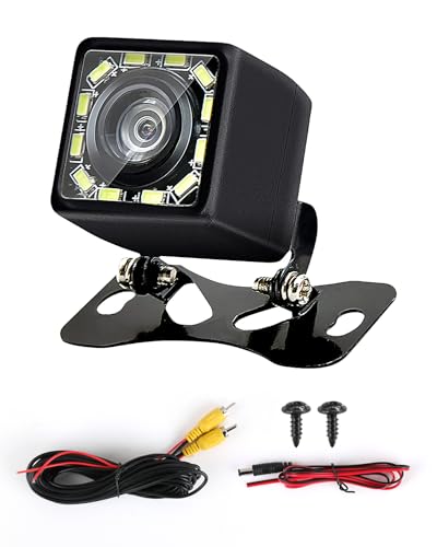 Rückfahrkamera Auto mit Ultra HD 1080P, 170° Weitwinkel, 12 LED Nachtsicht, IP68 Wasserdicht, 12V-24V Rückfahrkamera für PKW/LKW/SUV/Wohnmobil/Pickup/Vans, Mit Kabel für Einfache Nachrüstung