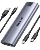 Beikell M.2 NVME Gehäuse, Werkzeuglos 10Gbps M.2 SSD Gehäuse USB 3.2 Gen 2 NVMe zu USB Adapter für 2230/2242/2260/2280 M.2 NVMe/SATA SSD von M-Key/M+B Key mit USB C zu C- und USB-A-zu-C-Kabel