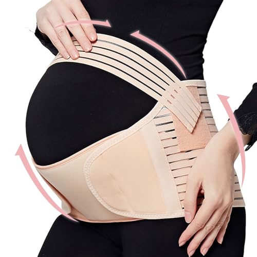 EUPSIIU Bauchgurt Schwangerschaft, Schwangerschaftsgürtel Bauchstütze Beckengurt, Schwangerschaftsgurt Stützgürtel Stützt Taille, Rücken & Bauch, Verstellbar Bauch Bands für Schwangere (Nude-XL)