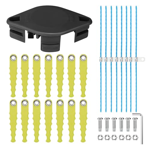 Eyoloty Schlagmesser Sense Trimmer 5132004559 RAC155 RAC158 für Ryobi 18V Akku-Rasentrimmer OLT1825M,RY18LT25A-113P,RY18LT25A-120P,OLT1832,RLT2925,14x Ersatzmesser mit 8x Extrastarker Faden (30 Stück)