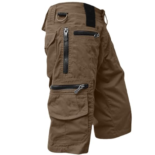 MOKBAY Männer Shorts Sconti 90 Per Cento Cargohose Sporthose Große Größen Baggy Fitness Arbeitsshorts Herren Cargo Schwarze Running mit Taschen Bermuda 3/4 Cargo Shorts Herren 3/4 XL