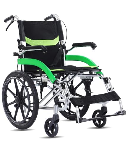 Broobey faltbar leicht Rollstuhl aus Aluminium,Doppelbremsen Selbstantrieb Rollstuhl faltbar und leicht mit Selbstantrieb für Senioren bis 120kg