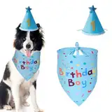 Sibba Hundegeburtstagspartyzubehör Hundegeburtstags Bandana Set Welpenbekleidung Hundegeburtstagspartyhut für Jungen Mädchen Mit Zahlen Verstellbares Hemd Für Große Mittelgroße Kleine Hunde Haustier