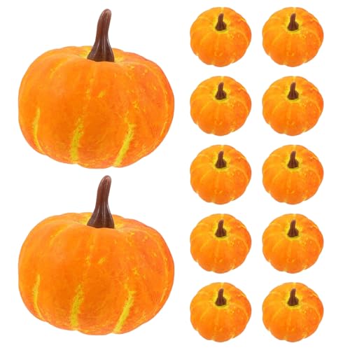 LXYYDS Künstliche Kürbisse, 12 Stück Kürbis Herbstdeko, Künstliches Kürbissse Set, Zierkürbis Mini Orange Deko, für Herbst Herbst Halloween Thanksgiving Verzieren und Anzeigen