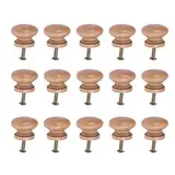 Supvox 15 Stück Möbelknöpfe Holz, Holzknöpfe Schrank & Schubladenknöpfe mit 15 Schrauben Für Schrank, Schublade & Küchenmöbel Schrankgriffe Holz zur Möbelrenovierung (3.5x 3.5 x 2.6 cm)