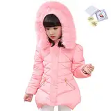 LSERVER Mädchen Dicke warme Daunenjacke Kinder Mode Winterjacke, Rosa, 134/140(Fabrikgröße: 140)