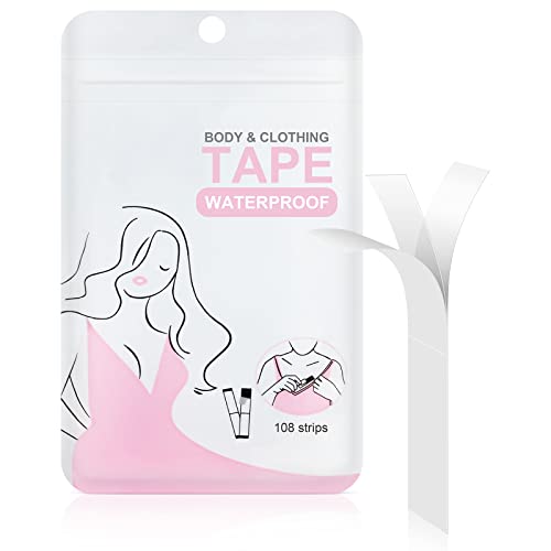 flintronic Fashion Tape Doppelseitig, 108 Stück Klebestreifen Kleidung, Doppelseitiges Klebeband Haut, Garment Tape, BH Tape für Mode Körper Clothing Zubehör Abendkleidung Hemden Tape 85x18MM