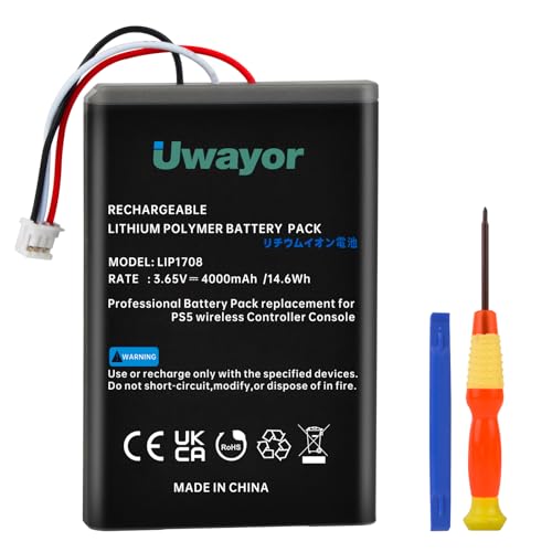 Uwayor 4000mAh PS5 Controller Akku, LIP1708 Akku Ersatz für Sony Playstation 5 DualSense CFI-ZCT1W Wireless Controller
