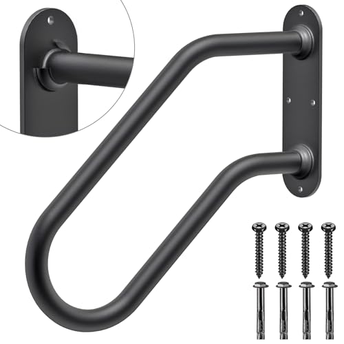 Insaga Handlauf Edelstahl, Treppenhandlauf Schwarz Treppengeländer für Außenbereich 1-3 Stufen Wandhandlauf 3.3cm Rund Haltegriff für ältere Menschen/Kinder/Behinderte, Garten/Veranda Eingang, 45cm