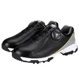 ZHENSI Kinder Golfschuhe Wasserdicht Stacheless Outdoor-Trainer Schwenkschnalle Weiche Leder Anti-Slip Für Jungenmädchen,Schwarz,32 EU