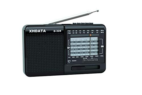 XHDATA D-328 Tragbarer Radio MP3 Player Unterstützt TF-Karte UKW AM SW Full Band Radio(Schwarz)