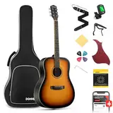 Donner Gitarre Akustik Anfänger Erwachsene Akustikgitarre Kit Einsteiger 4/4 Dreadnought 41 Zoll Gitarren mit 6 Saiten Gigbag Capo Plektren Gurt (Sunburst）