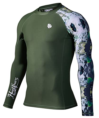 HUGE SPORTS Rash Guard Shirt für Herren mit Langarm Sonnenschutz Schnelltrocknend Surf Schwimmshirt Badeshirt Aborigines 3XL