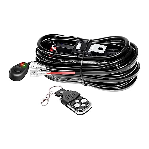 RIGIDON Kabelbaum Kabelsatz Relais Adapter für KFZ Scheinwerfer Arbeitsscheinwerfer Tagfahrleuchten Lichtleisten DC 12V/40A, On-Off-Strobe-Fernbedienungsschalter (für 1 Lampe max. 300W)