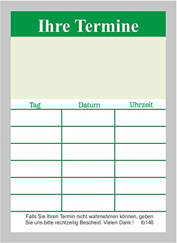 10 neutrale Terminblöcke mit je 50 Terminzettel, Terminblock tb146 grün Heilpraktiker und andere Berufe