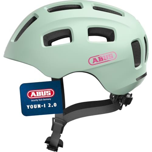 ABUS Fahrradhelm Youn-I 2.0 - mit Licht für Kinder, Jugendliche und Junge Erwachsene - Mädels Jungs - Mint, Größe S, Mint (iced Mint), S (48-54 cm)