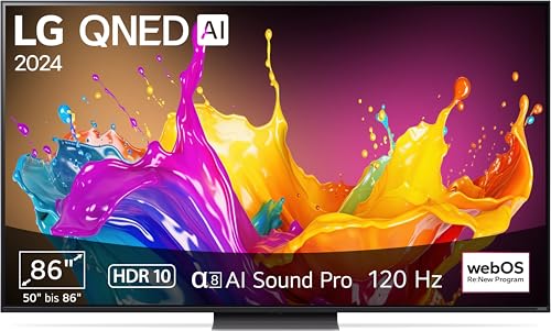 LG 86QNED86T6A TV 86" (218 cm) QNED Fernseher (α8 4K AI-Prozessor, webOS 24, HDR10, bis zu 120Hz) [Modelljahr 2024]