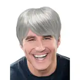 TUONYIS Herren Kurzhaarperücke Grau, Old Man Perücken, Opa Perücken, Erwachsenen Perücken, Mitarbeiter Perücke, für den täglichen Gebrauch, Halloween, Karneval, Party, Bühnenauftritte (Grau) (Grau)