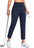 YYV Damen-Golfhose, Stretch, Arbeitshose, Knöchel, hohe Taille, Anzughose mit Taschen, für Yoga, Business, Reisen, Freizeit, Marineblau, S