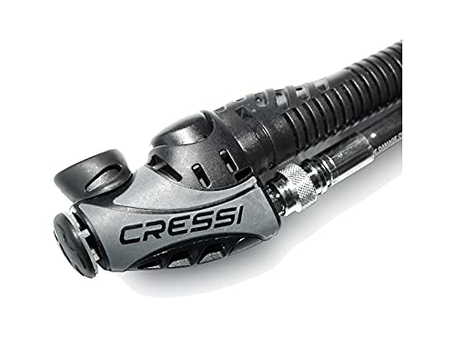 Cressi Unisex-Adult by Pass Inflator Complete Aufblasvorrichtung für Auftriebskompensatoren, Schwarz/Grau, ONE Size